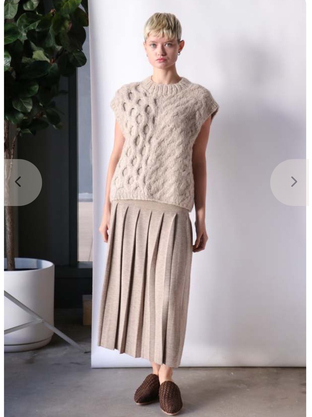 Lauren Manoogian Wool Alpaca Pleated Midi Skirt in Aspen size 1 small
